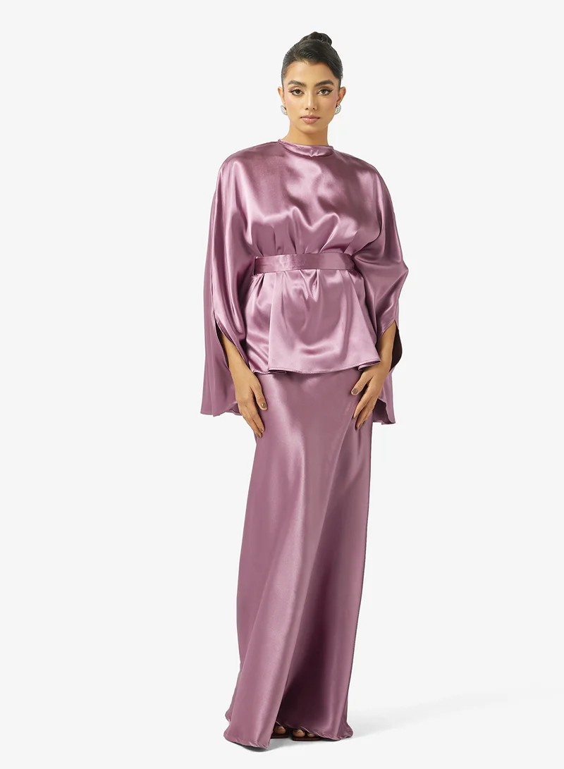 Crew Neck Belted 2PCS Set